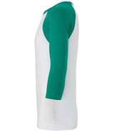 Canvas Unisex 3/4 Sleeve Baseball T-Shirt | White/Kelly Green thumbnail 3