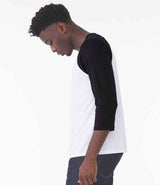 Canvas Unisex 3/4 Sleeve Baseball T-Shirt | White/Black thumbnail 3