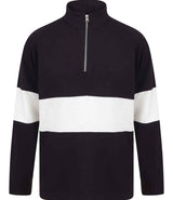 Front Row Panelled 1/4 Zip Neck Top | Navy/White thumbnail 4