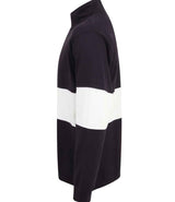 Front Row Panelled 1/4 Zip Neck Top | Navy/White thumbnail 6