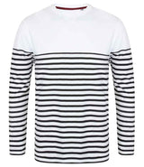 Front Row Unisex Long Sleeve Breton Striped T-Shirt | White/Navy thumbnail 3