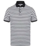 Front Row Striped Jersey Polo Shirt | White/Navy thumbnail 1