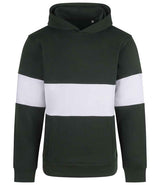 Front Row Heavyweight Panelled Hoodie | Bottle Green/White thumbnail 4