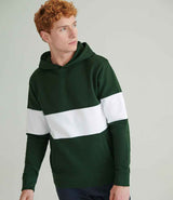 Front Row Heavyweight Panelled Hoodie | Bottle Green/White thumbnail 1