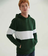 Front Row Heavyweight Panelled Hoodie | Bottle Green/White thumbnail 2