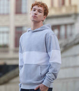 Front Row Heavyweight Panelled Hoodie | Heather Grey/White thumbnail 1