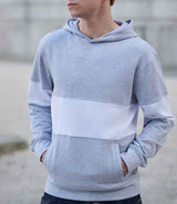 Front Row Heavyweight Panelled Hoodie | Heather Grey/White thumbnail 2