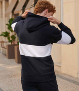 Front Row Heavyweight Panelled Hoodie | Navy/White thumbnail 3