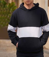 Front Row Heavyweight Panelled Hoodie | Navy/White thumbnail 4