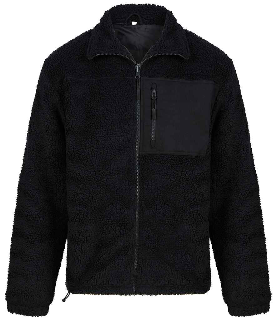 Front Row Recycled Sherpa Fleece Jacket | Black