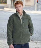 Front Row Recycled Sherpa Fleece Jacket | Dark Olive thumbnail 1