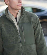 Front Row Recycled Sherpa Fleece Jacket | Dark Olive thumbnail 4