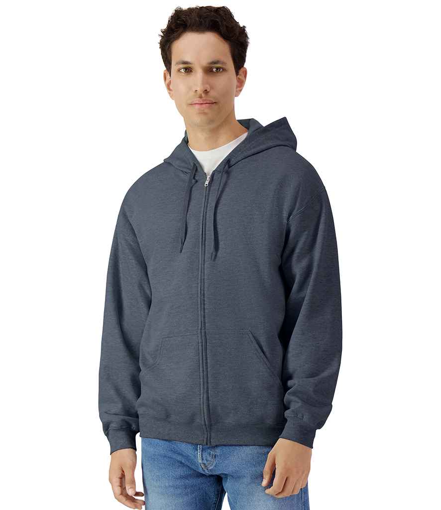 Gildan SoftStyle® Midweight Full Zip Hooded Sweatshirt | Dark Heather