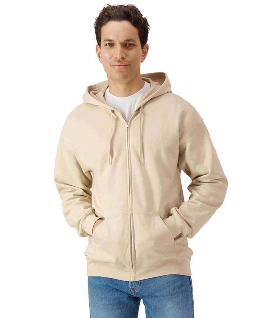 Gildan SoftStyle® Midweight Full Zip Hooded Sweatshirt | Sand