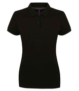 Henbury Ladies Modern Fit Cotton Piqué Polo Shirt | Black thumbnail 1