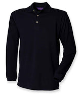 Henbury Long Sleeve Cotton Piqué Polo Shirt | Navy thumbnail 2