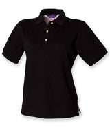 Henbury Ladies Classic Cotton Piqué Polo Shirt | Black thumbnail 1