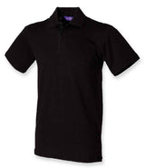 Henbury Unisex Stretch Cotton Piqué Polo Shirt | Black thumbnail 2