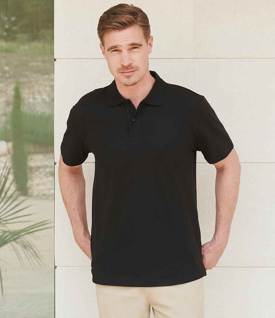 Henbury Unisex Stretch Cotton Piqué Polo Shirt | Black