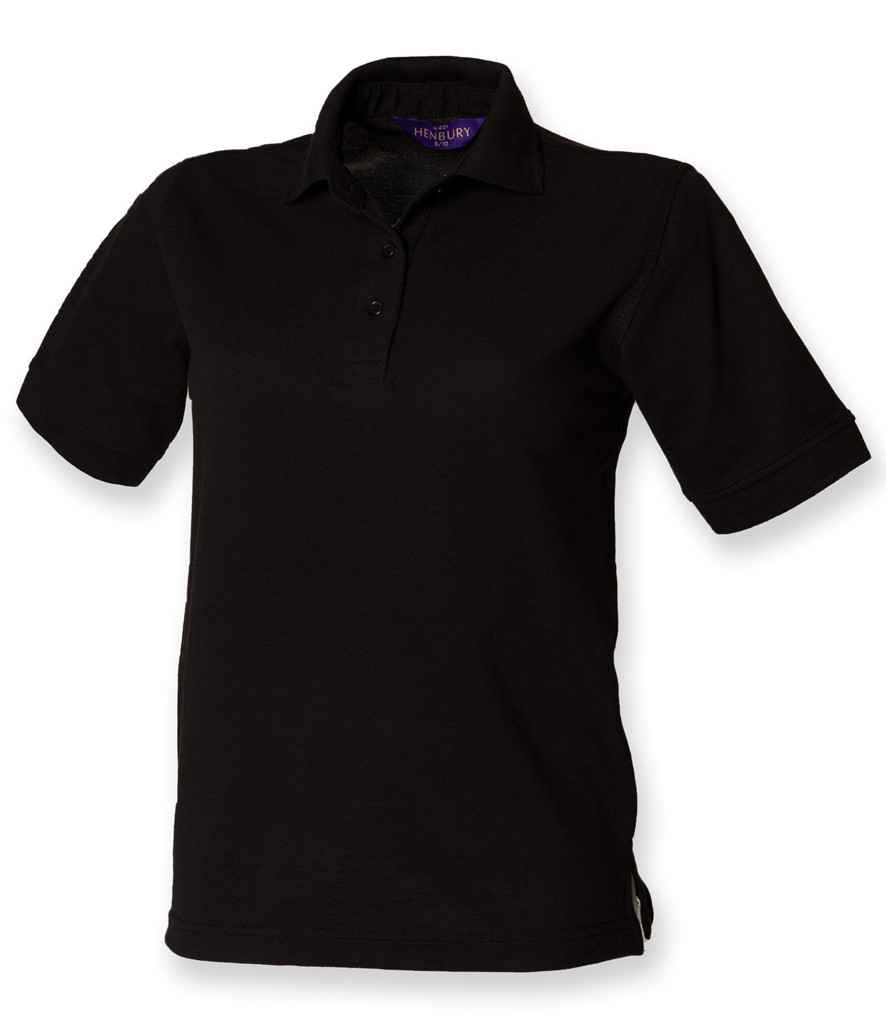 Henbury Ladies Poly/Cotton Piqué Polo Shirt | Black