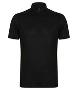 Henbury Slim Fit Stretch Microfine Piqué Polo Shirt | Black thumbnail 1