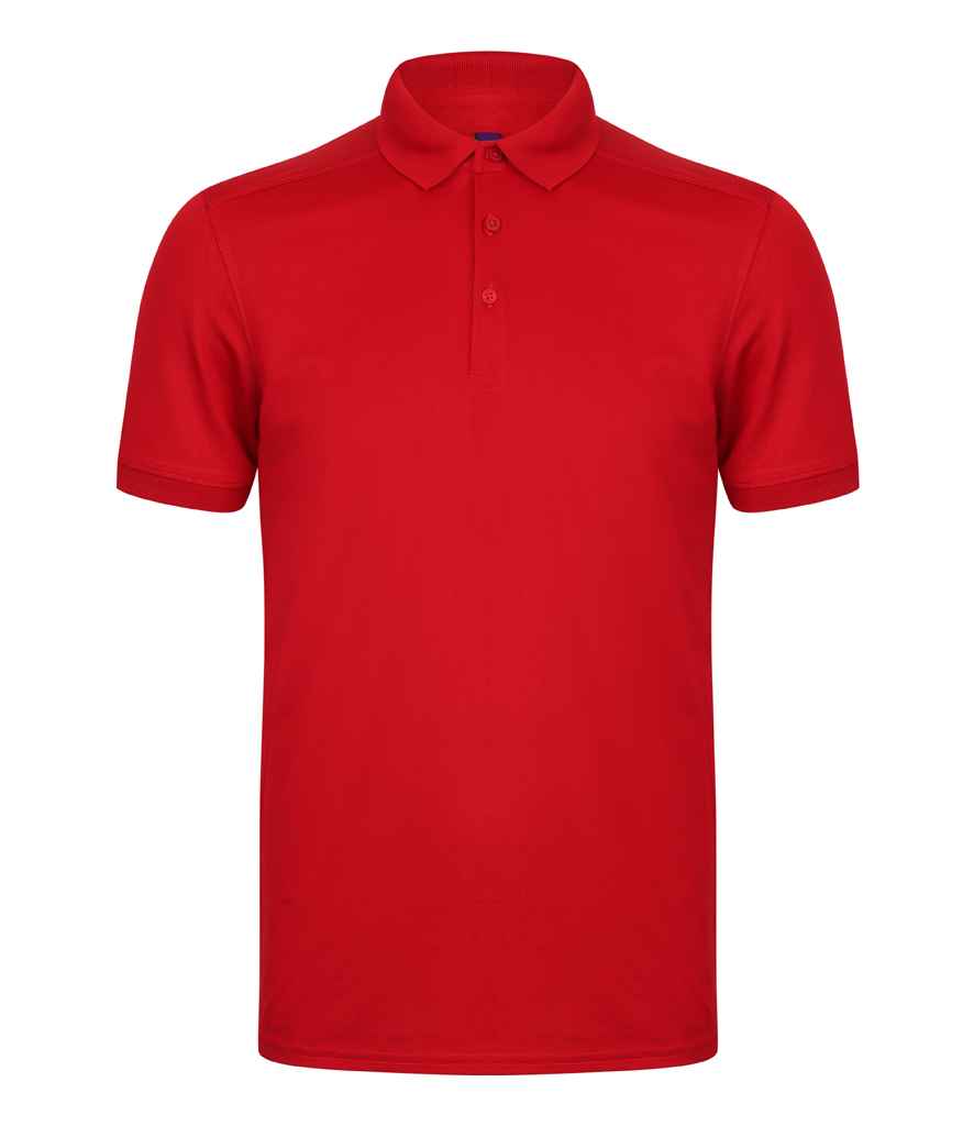 Henbury Slim Fit Stretch Microfine Piqué Polo Shirt | Red