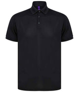 Henbury Recycled Polyester Piqué Polo Shirt | Black thumbnail 1