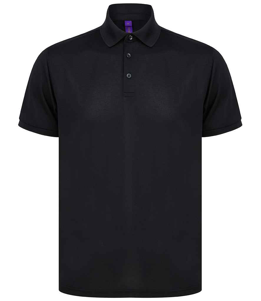 Henbury Recycled Polyester Piqué Polo Shirt | Black