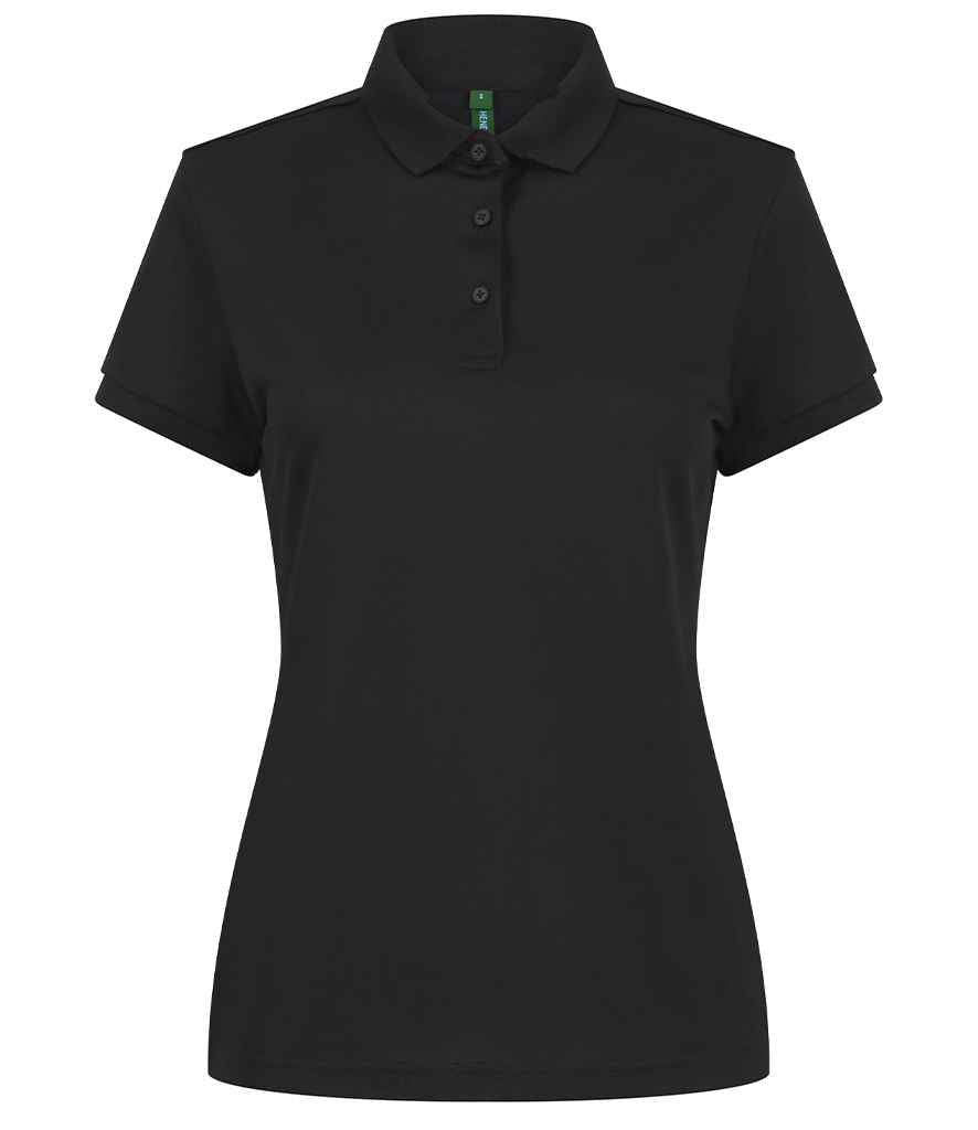 Henbury Ladies Recycled Polyester Polo Shirt | Black