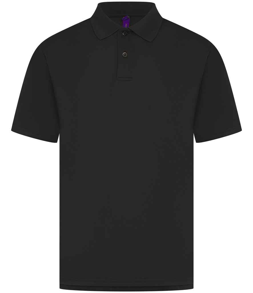 Henbury Coolplus® Wicking Piqué Polo Shirt | Black