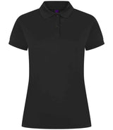 Henbury Ladies Coolplus® Wicking Piqué Polo Shirt | Black thumbnail 1