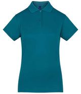 Henbury Ladies Coolplus® Wicking Piqué Polo Shirt | Teal thumbnail 2