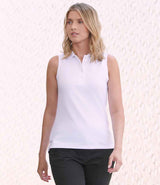 Henbury Ladies Sleeveless Coolplus® Polo Shirt | White thumbnail 1
