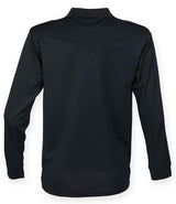 Henbury Unisex Long Sleeve Coolplus® Piqué Polo Shirt | Black thumbnail 2