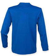 Henbury Unisex Long Sleeve Coolplus® Piqué Polo Shirt | Royal Blue thumbnail 4