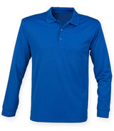 Henbury Unisex Long Sleeve Coolplus® Piqué Polo Shirt | Royal Blue thumbnail 3