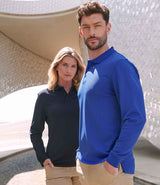 Henbury Unisex Long Sleeve Coolplus® Piqué Polo Shirt | Royal Blue thumbnail 2