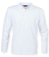 Henbury Unisex Long Sleeve Coolplus® Piqué Polo Shirt | White thumbnail 2