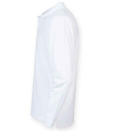 Henbury Unisex Long Sleeve Coolplus® Piqué Polo Shirt | White thumbnail 4