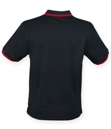Henbury Coolplus® Tipped Polo Shirt | Black/Red thumbnail 2