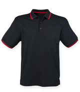 Henbury Coolplus® Tipped Polo Shirt | Black/Red thumbnail 1