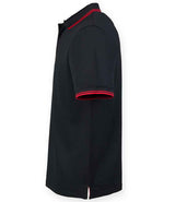 Henbury Coolplus® Tipped Polo Shirt | Black/Red thumbnail 3