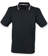 Henbury Coolplus® Tipped Polo Shirt | Black/White thumbnail 1