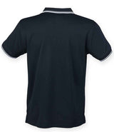 Henbury Coolplus® Tipped Polo Shirt | Navy/White thumbnail 3