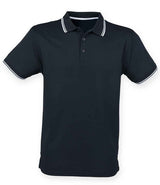Henbury Coolplus® Tipped Polo Shirt | Navy/White thumbnail 2