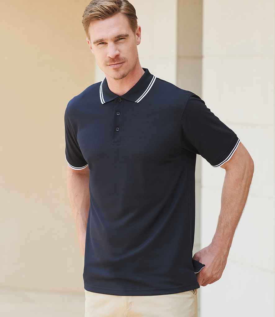Henbury Coolplus® Tipped Polo Shirt | Navy/White