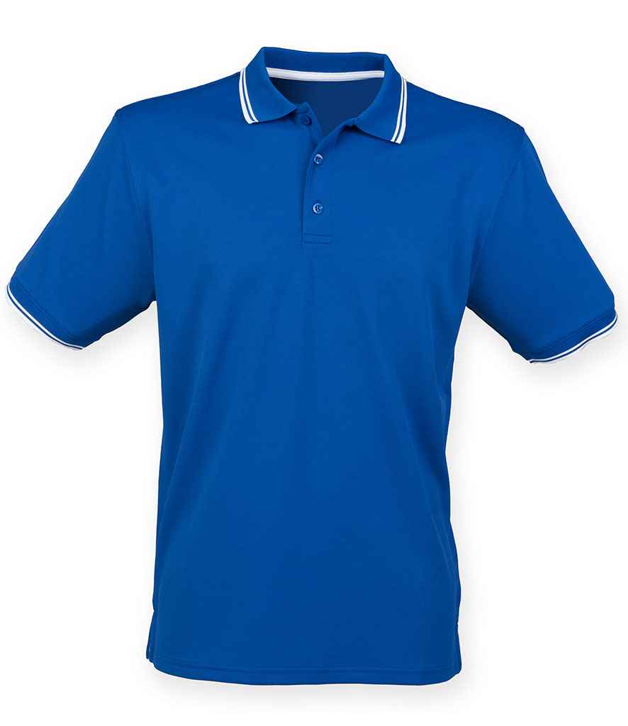 Henbury Coolplus® Tipped Polo Shirt | Royal Blue/White