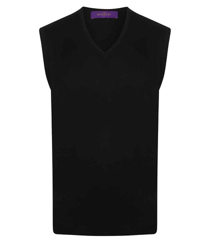 Henbury Lightweight Sleeveless Cotton Acrylic V Neck Sweater