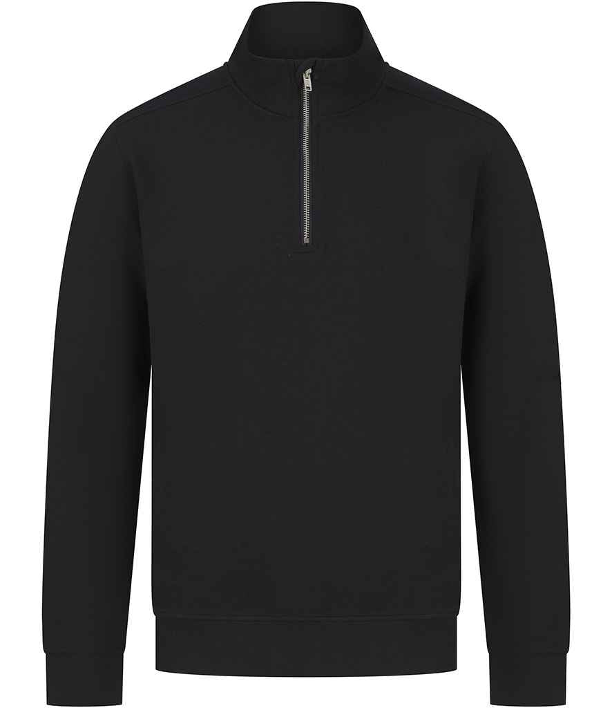 Henbury Unisex Sustainable 1/4 Zip Sweatshirt | Black