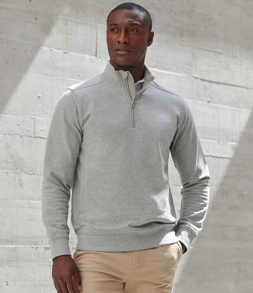Henbury Unisex Sustainable 1/4 Zip Sweatshirt | Heather Grey